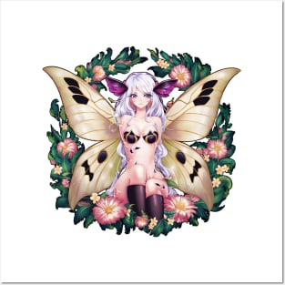 Moth Girl anime, cute giant monster kawaii anime tee Posters and Art